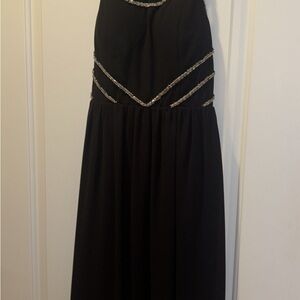 Gianni Bini Black Dress with Gold Logo Detail